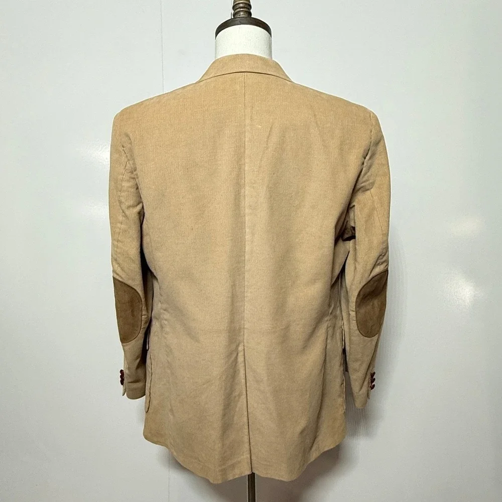 Vintage Levis Corduroy Blazer Mens 44R Tan Elbow‎ Patches Sport Coat Jacket